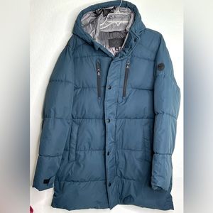 Michael Kors Teal Hooded Puffer Coat